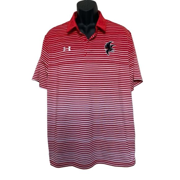 Under Armour Atlanta Falcons NFL Polo Shirt Red White Stripes Men’s Sz XL - Picture 1 of 8